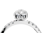 Pear Cut Diamond Hidden Halo Engagement Ring in White gold with Round Pavé Band_22