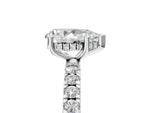 Pear Cut Diamond Hidden Halo Engagement Ring in White gold with Round Pavé Band_23