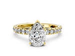 Pear Cut Diamond Hidden Halo Engagement Ring in Yellow gold with Round Pavé Band_18