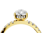 Pear Cut Diamond Hidden Halo Engagement Ring in Yellow gold with Round Pavé Band_22