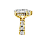 Pear Cut Diamond Hidden Halo Engagement Ring in Yellow gold with Round Pavé Band_23