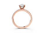 Pear Cut Diamond Hidden Halo Solitaire Ring in Rose gold with Round Pavé Band and Prong Setting_27