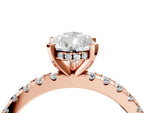 Pear Cut Diamond Hidden Halo Solitaire Ring in Rose gold with Round Pavé Band and Prong Setting_28