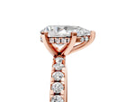 Pear Cut Diamond Hidden Halo Solitaire Ring in Rose gold with Round Pavé Band and Prong Setting_29
