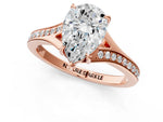 Pear Cut Diamond Hidden Halo Solitaire Ring in Rose gold with Round Pavé Band and Prong Setting_61
