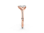 Pear Cut Diamond Hidden Halo Solitaire Ring in Rose gold with Round Pavé Band and Prong Setting_62