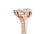 Pear Cut Diamond Hidden Halo Solitaire Ring in Rose gold with Round Pavé Band and Prong Setting_65
