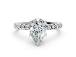 Pear Cut Diamond Hidden Halo Solitaire Ring in White gold with Round Pavé Band and Prong Setting_24