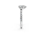 Pear Cut Diamond Hidden Halo Solitaire Ring in White gold with Round Pavé Band and Prong Setting_26
