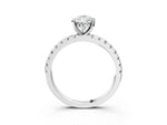 Pear Cut Diamond Hidden Halo Solitaire Ring in White gold with Round Pavé Band and Prong Setting_27