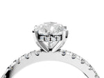 Pear Cut Diamond Hidden Halo Solitaire Ring in White gold with Round Pavé Band and Prong Setting_28
