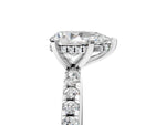 Pear Cut Diamond Hidden Halo Solitaire Ring in White gold with Round Pavé Band and Prong Setting_29