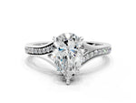 Pear Cut Diamond Hidden Halo Solitaire Ring in White gold with Round Pavé Band and Prong Setting_36
