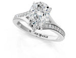 Pear Cut Diamond Hidden Halo Solitaire Ring in White gold with Round Pavé Band and Prong Setting_37