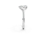 Pear Cut Diamond Hidden Halo Solitaire Ring in White gold with Round Pavé Band and Prong Setting_38
