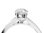 Pear Cut Diamond Hidden Halo Solitaire Ring in White gold with Round Pavé Band and Prong Setting_40
