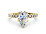 Pear Cut Diamond Hidden Halo Solitaire Ring in Yellow gold with Round Pavé Band and Prong Setting_24