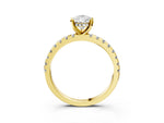 Pear Cut Diamond Hidden Halo Solitaire Ring in Yellow gold with Round Pavé Band and Prong Setting_27