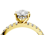 Pear Cut Diamond Hidden Halo Solitaire Ring in Yellow gold with Round Pavé Band and Prong Setting_28
