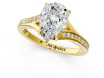 Pear Cut Diamond Hidden Halo Solitaire Ring in Yellow gold with Round Pavé Band and Prong Setting_61