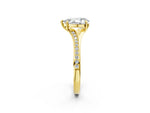 Pear Cut Diamond Hidden Halo Solitaire Ring in Yellow gold with Round Pavé Band and Prong Setting_62