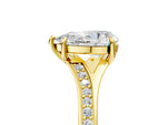 Pear Cut Diamond Hidden Halo Solitaire Ring in Yellow gold with Round Pavé Band and Prong Setting_65
