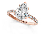 Pear Cut Diamond Pavé Band Solitaire Ring in Rose gold with Round Accents_25