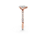 Pear Cut Diamond Pavé Band Solitaire Ring in Rose gold with Round Accents_26