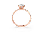 Pear Cut Diamond Pavé Band Solitaire Ring in Rose gold with Round Accents_27