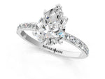 Pear Cut Diamond Pavé Band Solitaire Ring in White gold with Round Accents_25