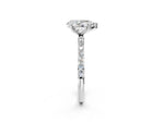 Pear Cut Diamond Pavé Band Solitaire Ring in White gold with Round Accents_26