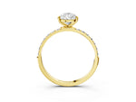 Pear Cut Diamond Pavé Band Solitaire Ring in Yellow gold with Round Accents_27