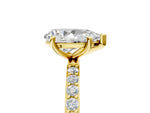 Pear Cut Diamond Pavé Band Solitaire Ring in Yellow gold with Round Accents_29