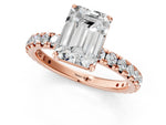 Pear Cut Diamond Pavé Solitaire Ring in Rose gold with Round Pavé Band and Prong Setting_1