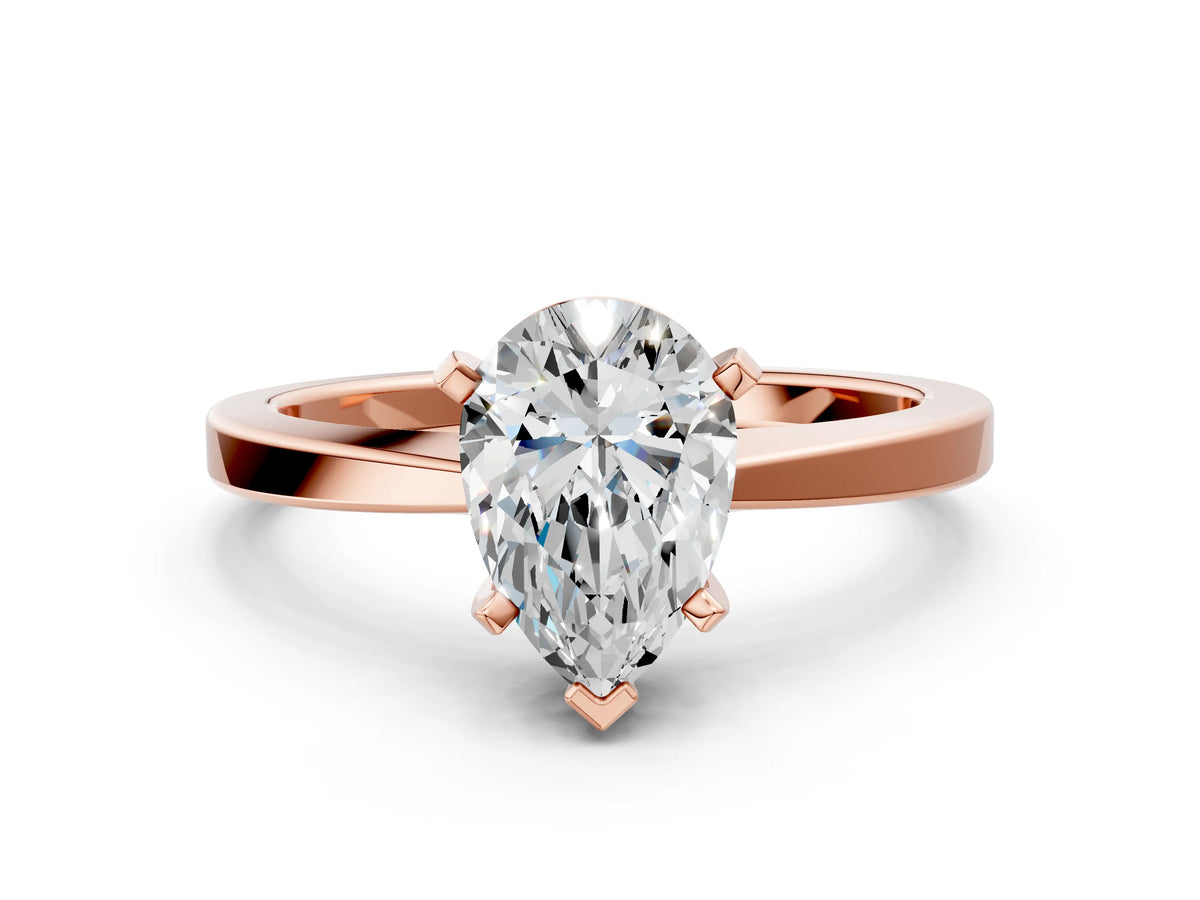 Pear Cut Diamond Solitaire Engagement Ring in Rose gold with Prong Setting_18
