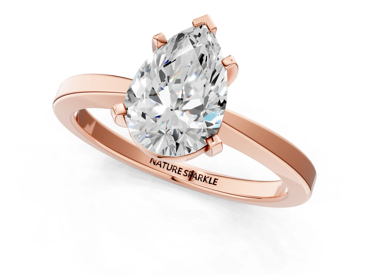 Pear Cut Diamond Solitaire Engagement Ring in Rose gold with Prong Setting_19