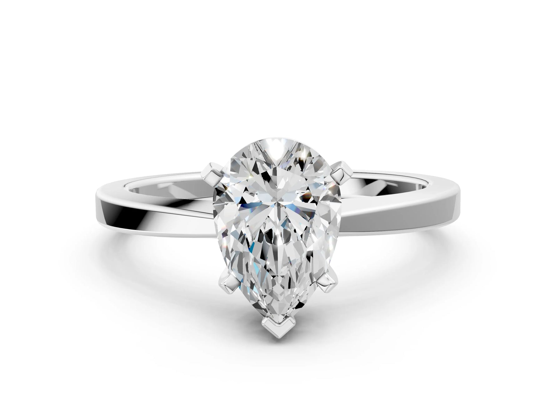 Pear Cut Diamond Solitaire Engagement Ring in White gold with Prong Setting_18