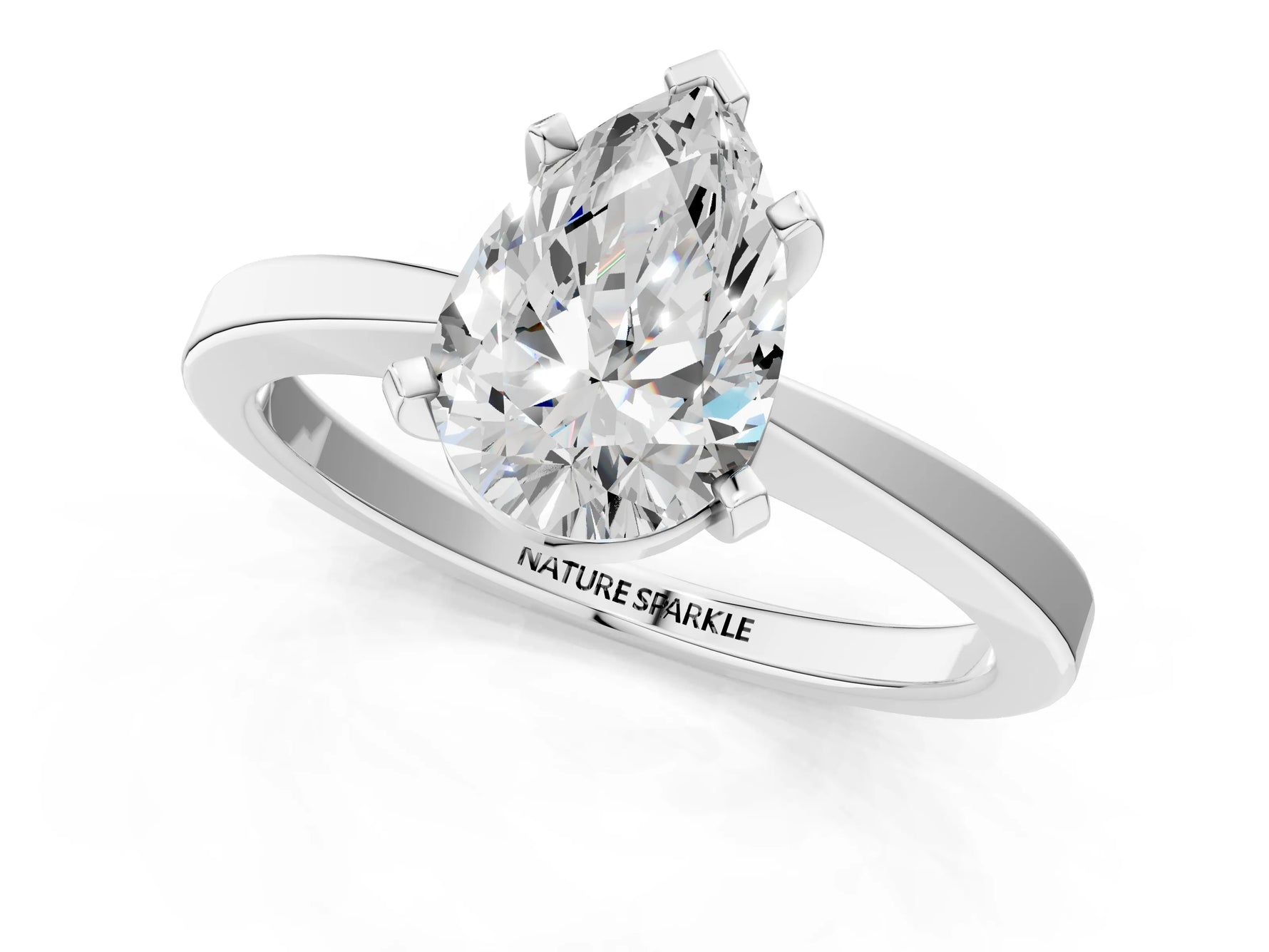 Pear Cut Diamond Solitaire Engagement Ring in White gold with Prong Setting_19