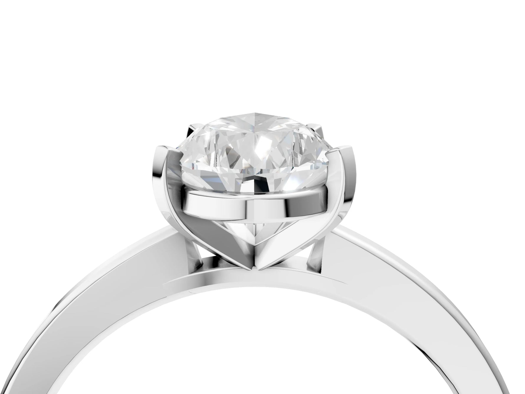 Pear Cut Diamond Solitaire Engagement Ring in White gold with Prong Setting_22