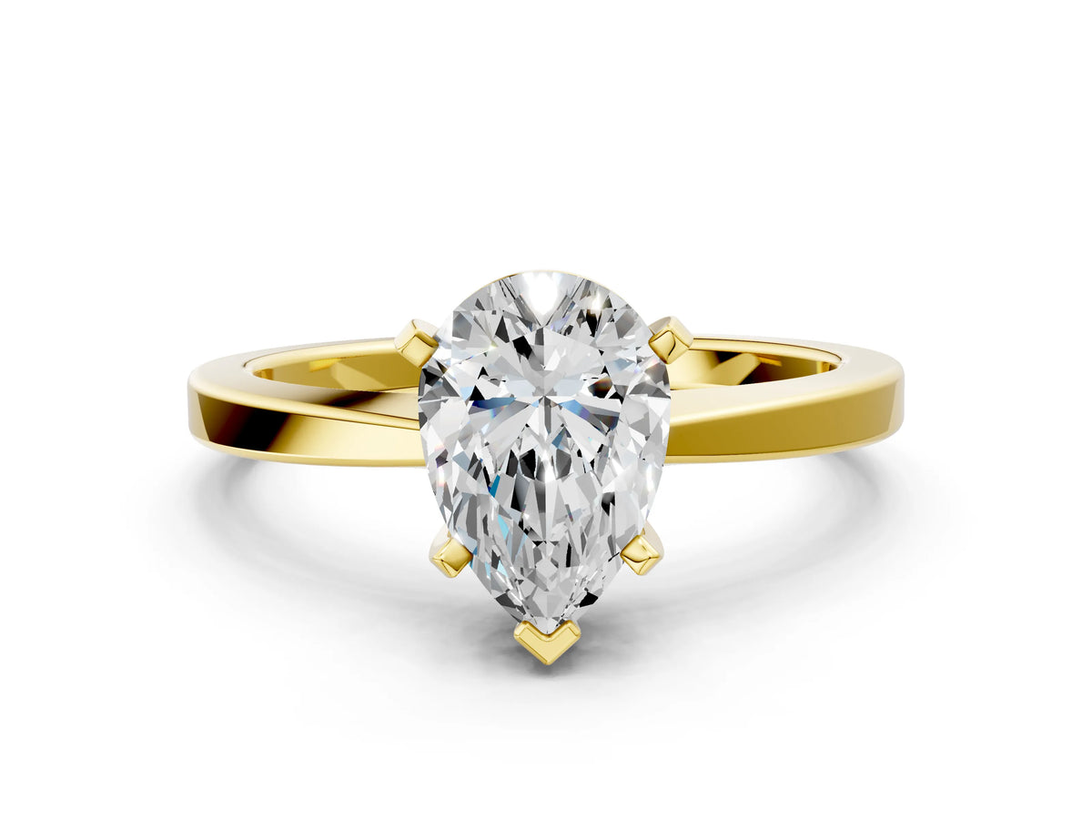 Pear Cut Diamond Solitaire Engagement Ring in Yellow gold with Prong Setting_18