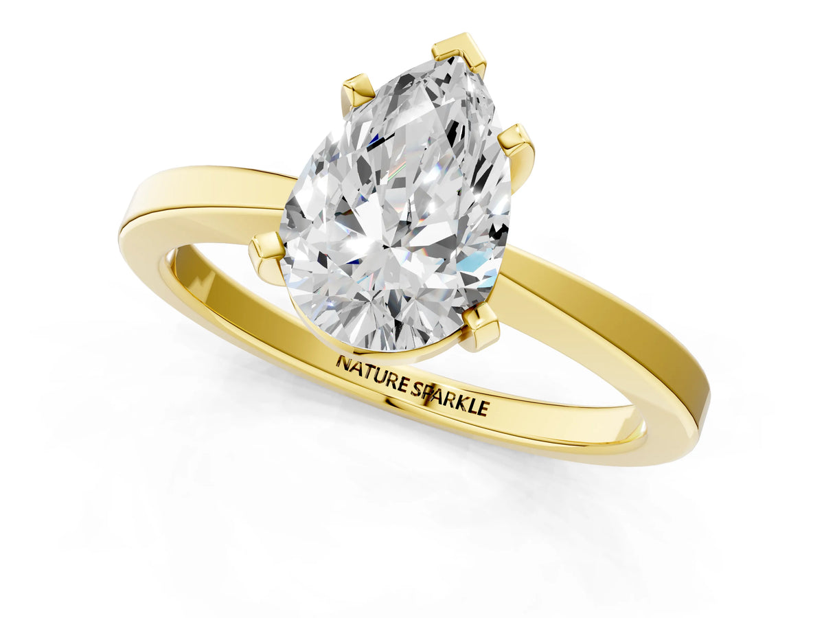 Pear Cut Diamond Solitaire Engagement Ring in Yellow gold with Prong Setting_19
