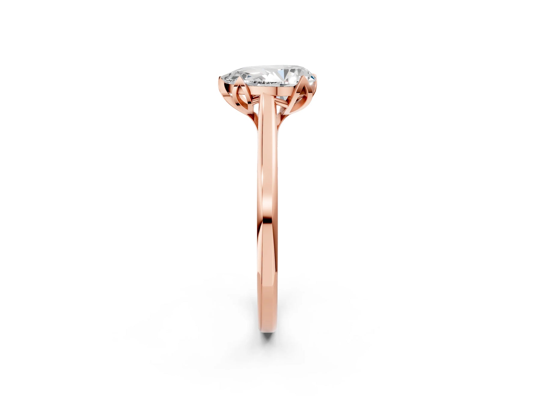 Pear Cut Diamond Solitaire Ring in Rose gold with Flower Prong Setting_20