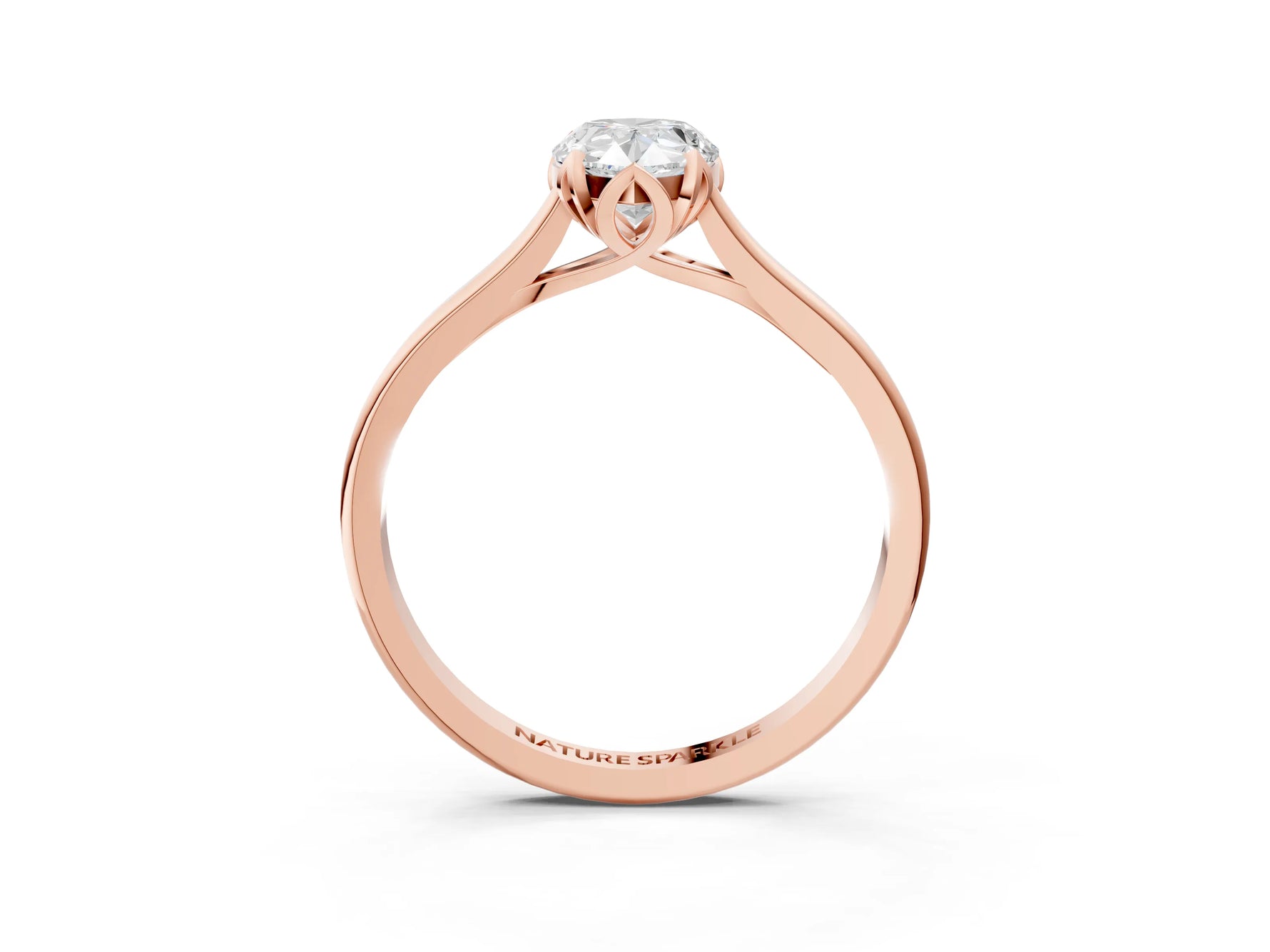 Pear Cut Diamond Solitaire Ring in Rose gold with Flower Prong Setting_21