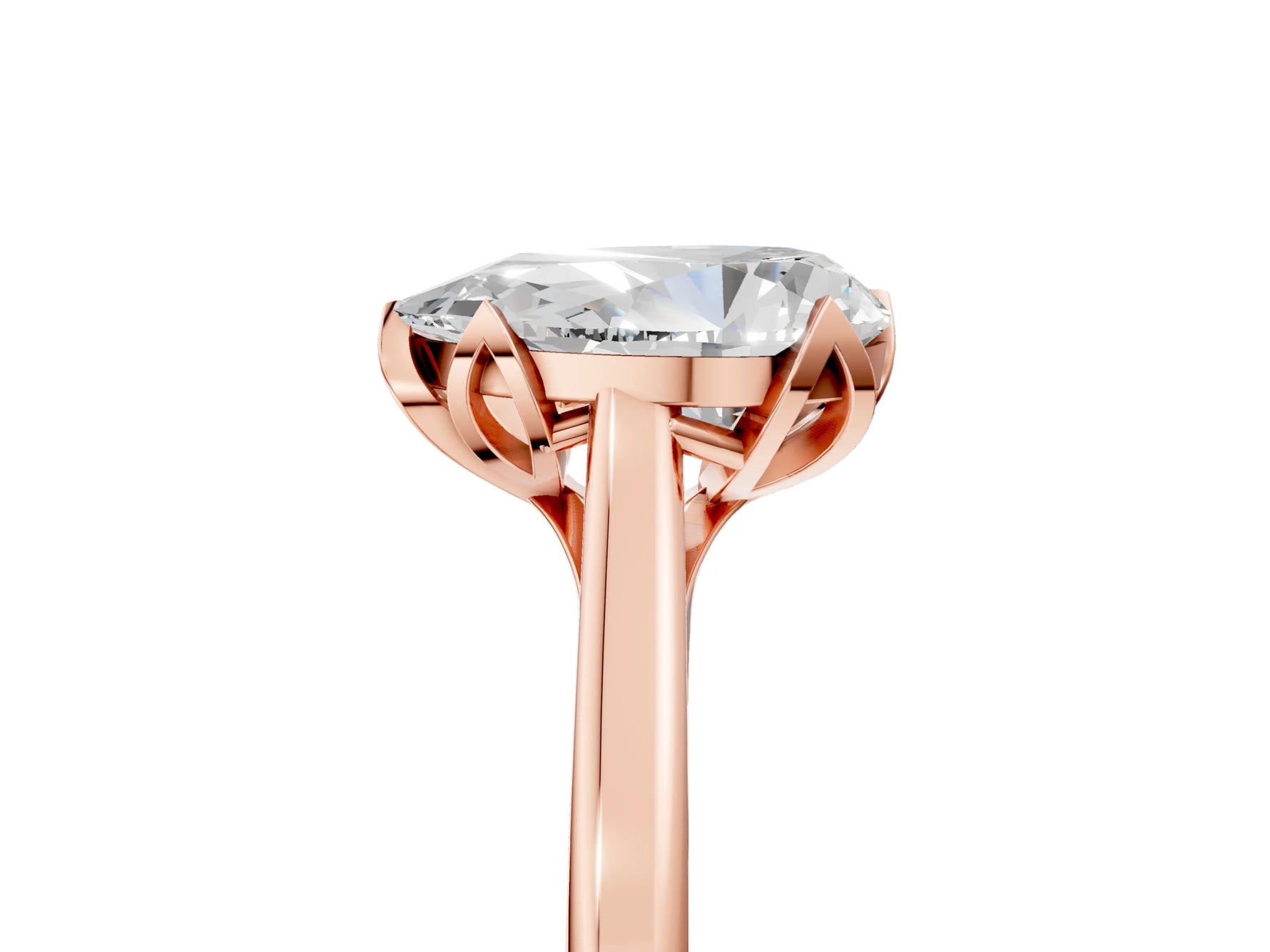 Pear Cut Diamond Solitaire Ring in Rose gold with Flower Prong Setting_23