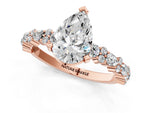Pear Cut Diamond Solitaire Ring in Rose gold with Pear and Round Cluster Band_13