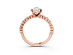 Pear Cut Diamond Solitaire Ring in Rose gold with Pear and Round Cluster Band_15