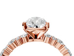 Pear Cut Diamond Solitaire Ring in Rose gold with Pear and Round Cluster Band_16