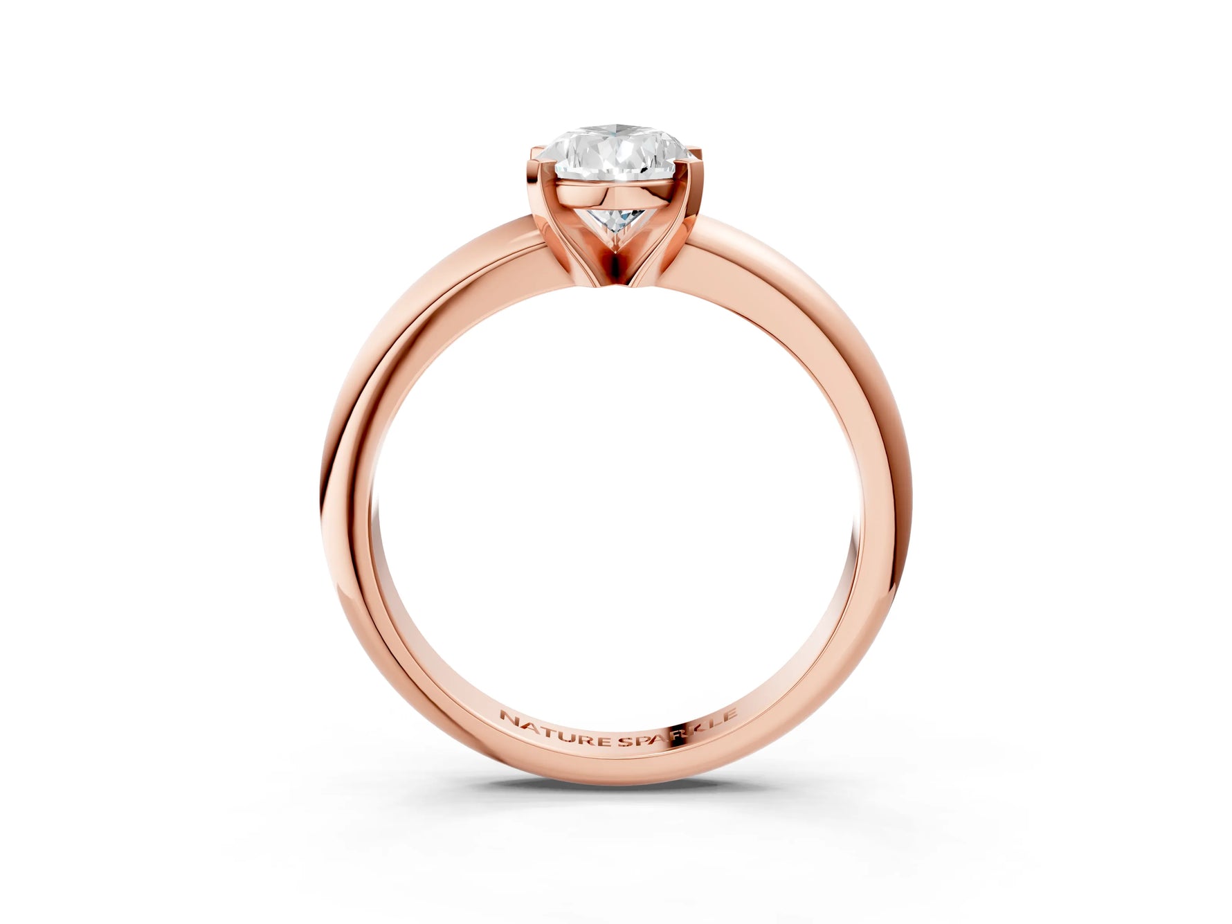 Pear Cut Diamond Solitaire Ring in Rose gold with Prong Setting and Rounded Band_21