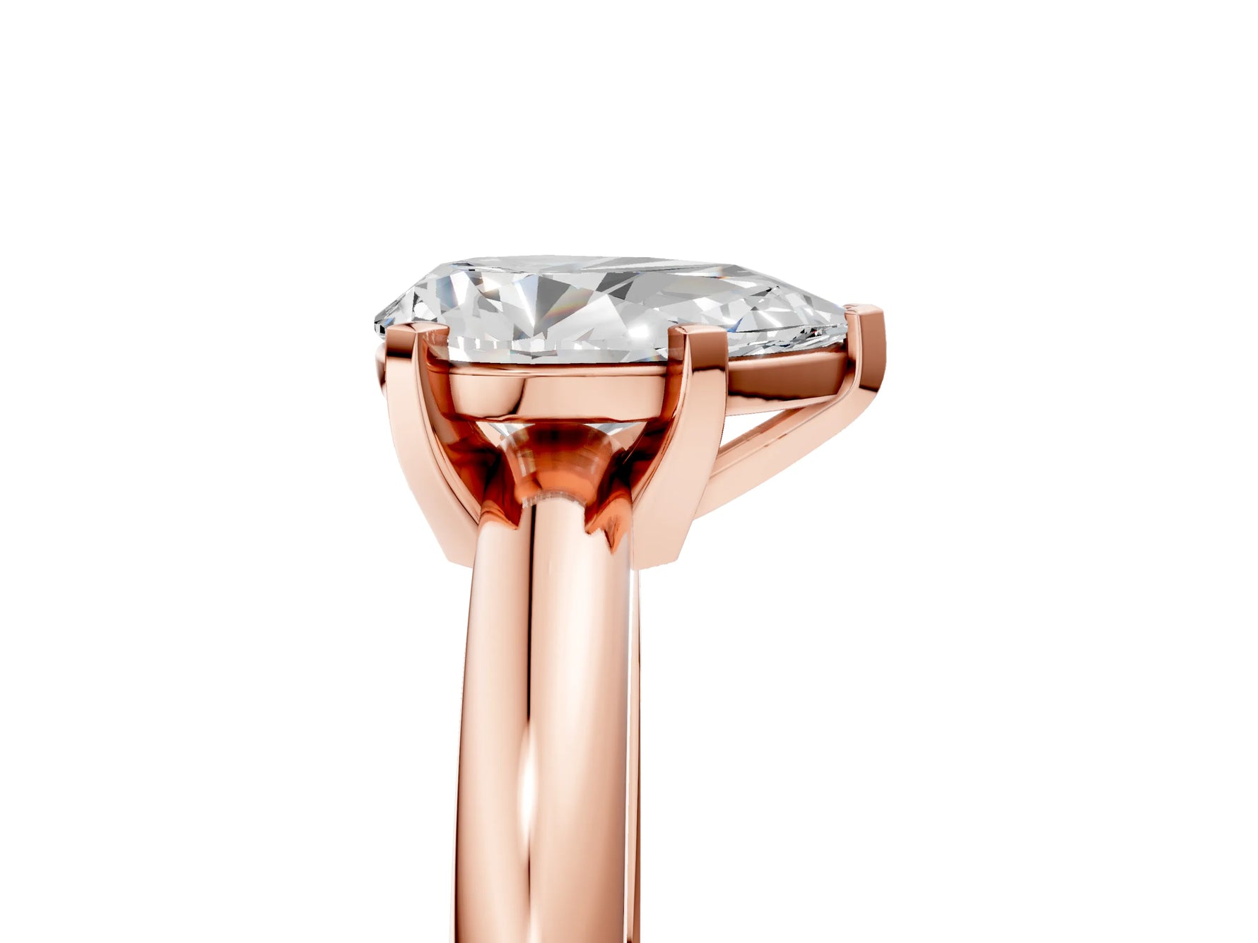 Pear Cut Diamond Solitaire Ring in Rose gold with Prong Setting and Rounded Band_23