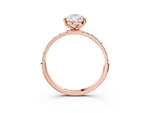 Pear Cut Diamond Solitaire Ring in Rose gold with Round Pavé Band_33